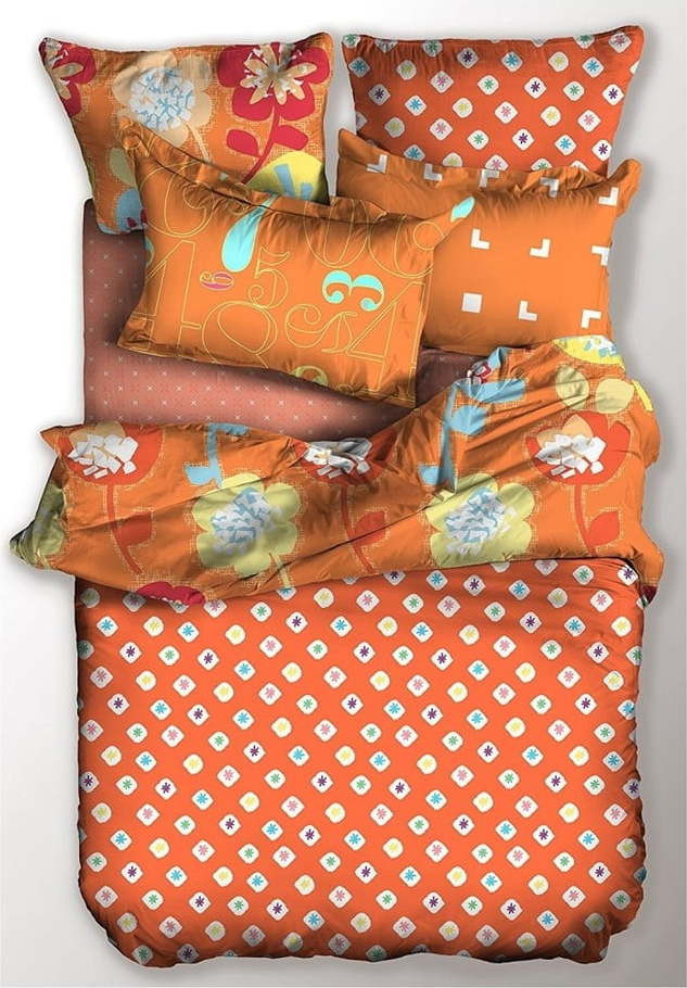 Oranžové prodloužené povlečení na jednolůžko z mikrovlákna 220x155 cm Jump – AmeliaHome