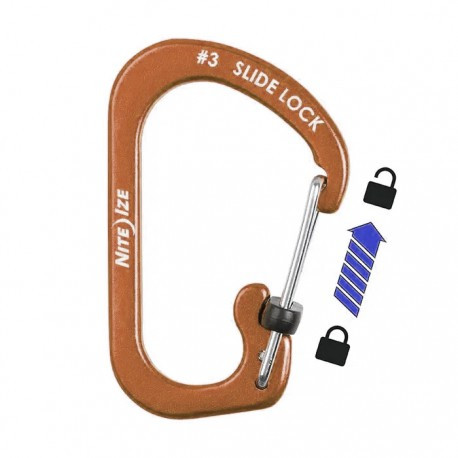 Nite Ize SlideLock Carabiner Aluminum #3 karabina s posuvnou pojistkou nosnost 11 kg Oranžová