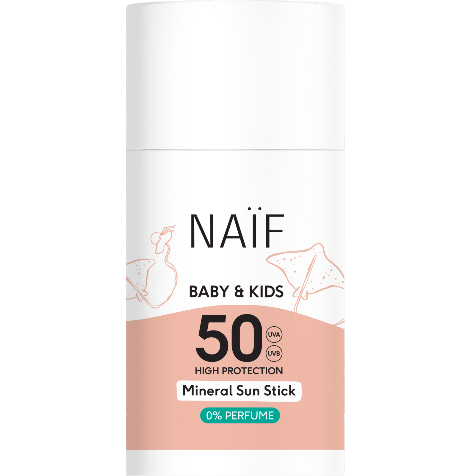 NAIF Ochranná tyčinka na opalování SPF 50 pro děti a miminka bez parfemace 36 g