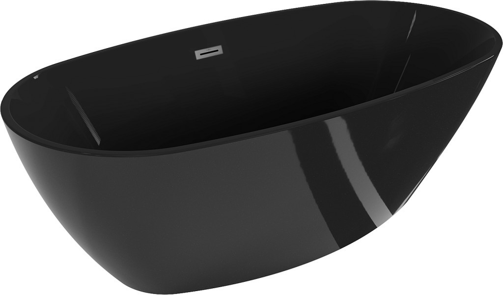MEXEN/S Eris volně stojící vana 170 x 80 cm, černá, sifon a přepad gun metal kartáčovaná 53441708070-95