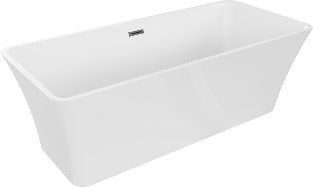 MEXEN/S Tonia volně stojící vana 170 x 75 cm, bílá, sifon a přepad gun gray kartáčovaná 52171707500-66