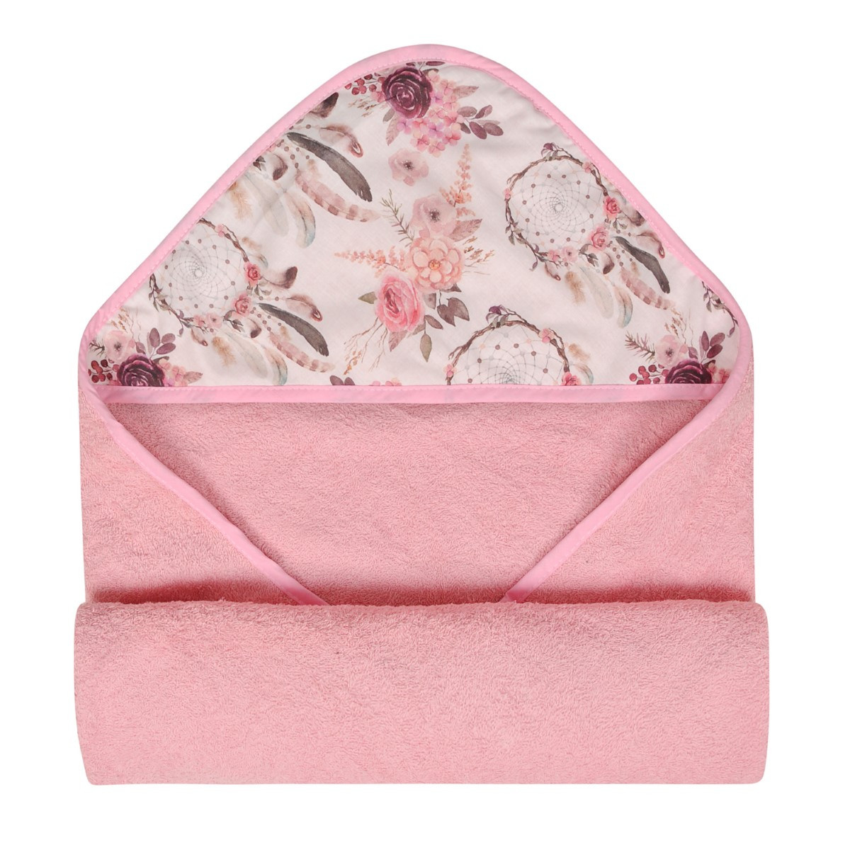 Babymatex Osuška s kapucí MAXI PRINT 100x100 cm - Růžová