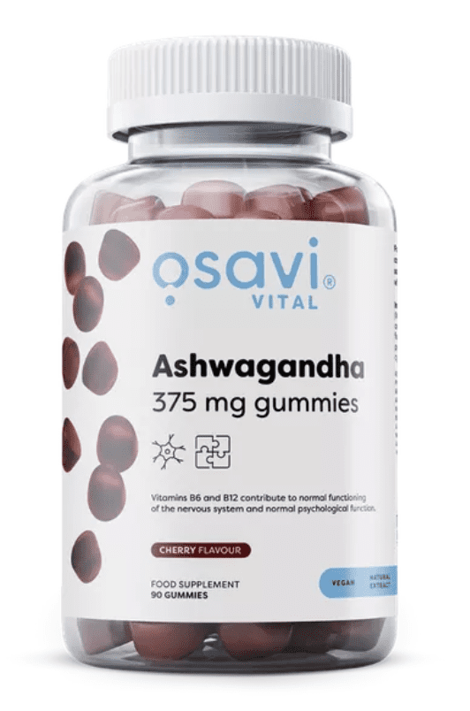 Osavi Ashwagandha, extrakt, 375 mg, 90 gumových bonbónů s třešňovou příchutí