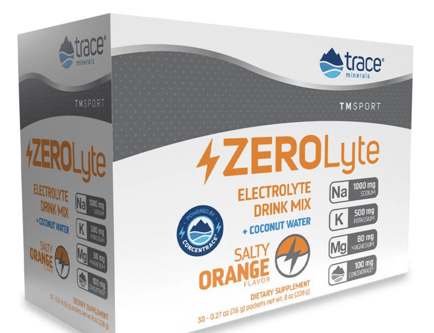 Trace Minerals Zerolyte Salty Orange, elektrolyty s příchuti pomeranče, 30 sáčků