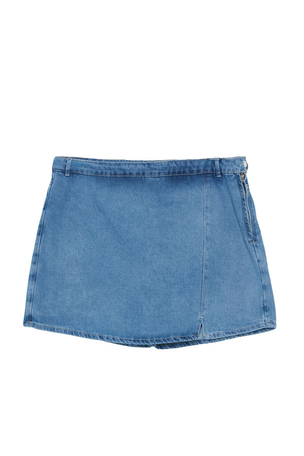 Trendyol Curve Blue Slit Denim Shorts Skirt