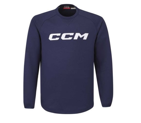 CCM Mikina Locker Room Fleece Crew JR, Junior, M, tmavě modrá