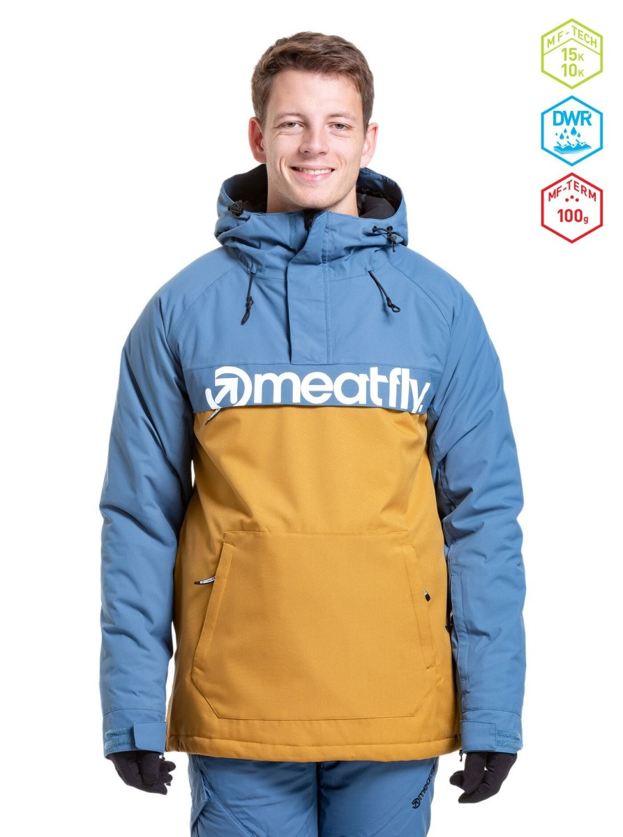 Pánská snb & ski bunda meatfly slinger hnědá/modrá s