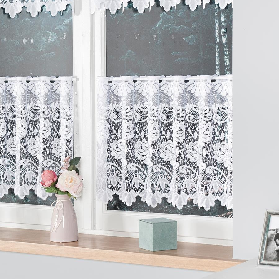Dekorační metrážová vitrážová záclona  SIMONKA bílá výška 60 cm MyBestHome
