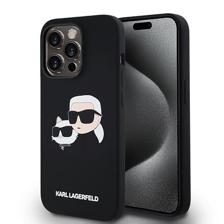 Karl Lagerfeld Liquid Silicone Double Heads Magsafe Zadní Kryt pro iPhone 14 Pro Black KLHMP14LSKCHPPLK