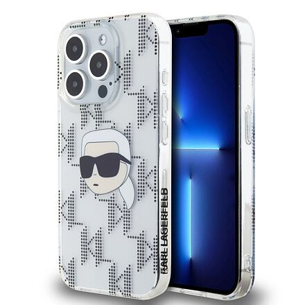 Karl Lagerfeld IML Electroplated Karl Head Zadní Kryt pro iPhone 15 Pro Max Transparent KLHCP15XHKLPKHT