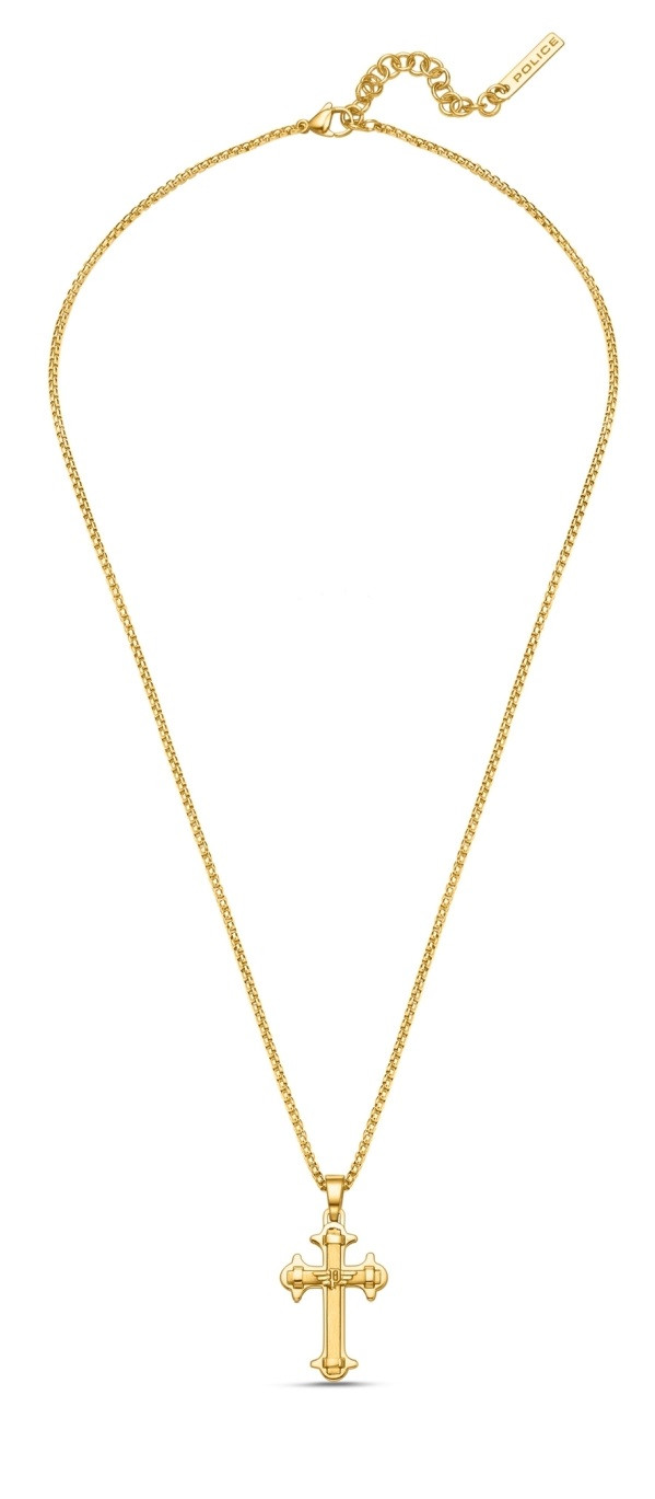 Police Pánský pozlacený náhrdelník s křížkem Spirit PEAGN0036402