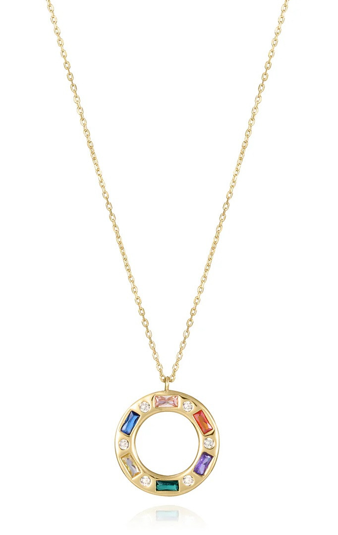Viceroy Módní pozlacený náhrdelník s barevnými zirkony Elegant 13208C100-39