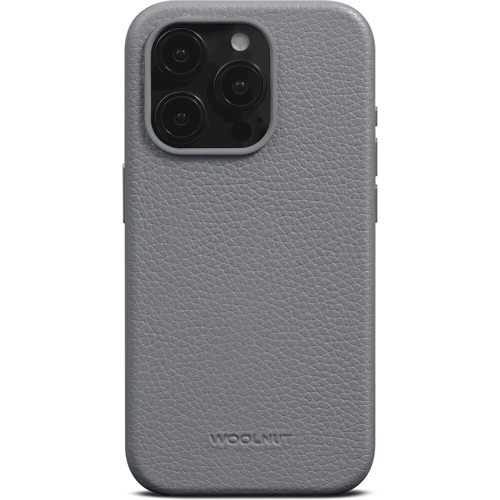 Woolnut kožený kryt pro iPhone 15 Pro Max šedý (v2)