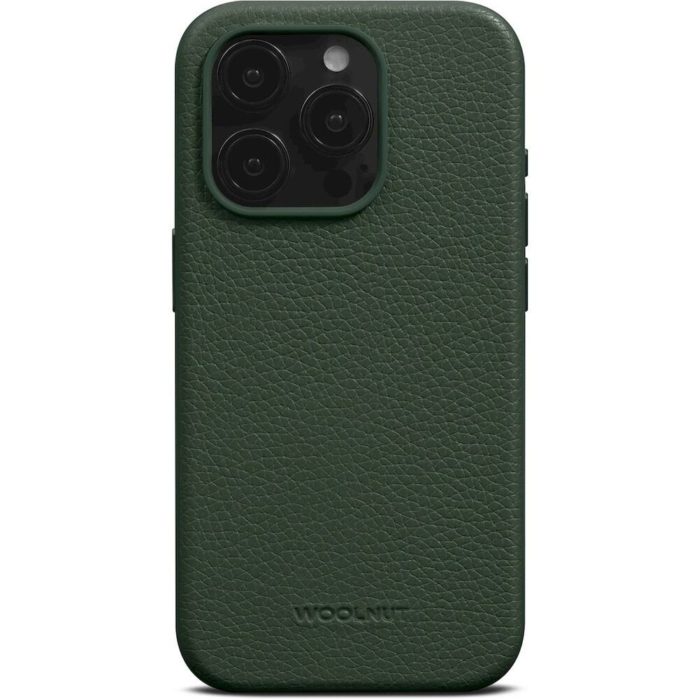 Woolnut kožený kryt pro iPhone 15 Pro Max tmavě zelený (v2)