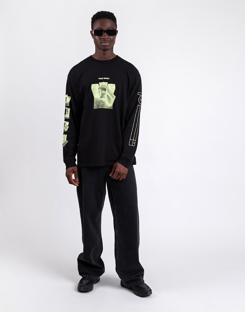 Carhartt WIP True Spirit L/S T-Shirt Black/Glow Green S