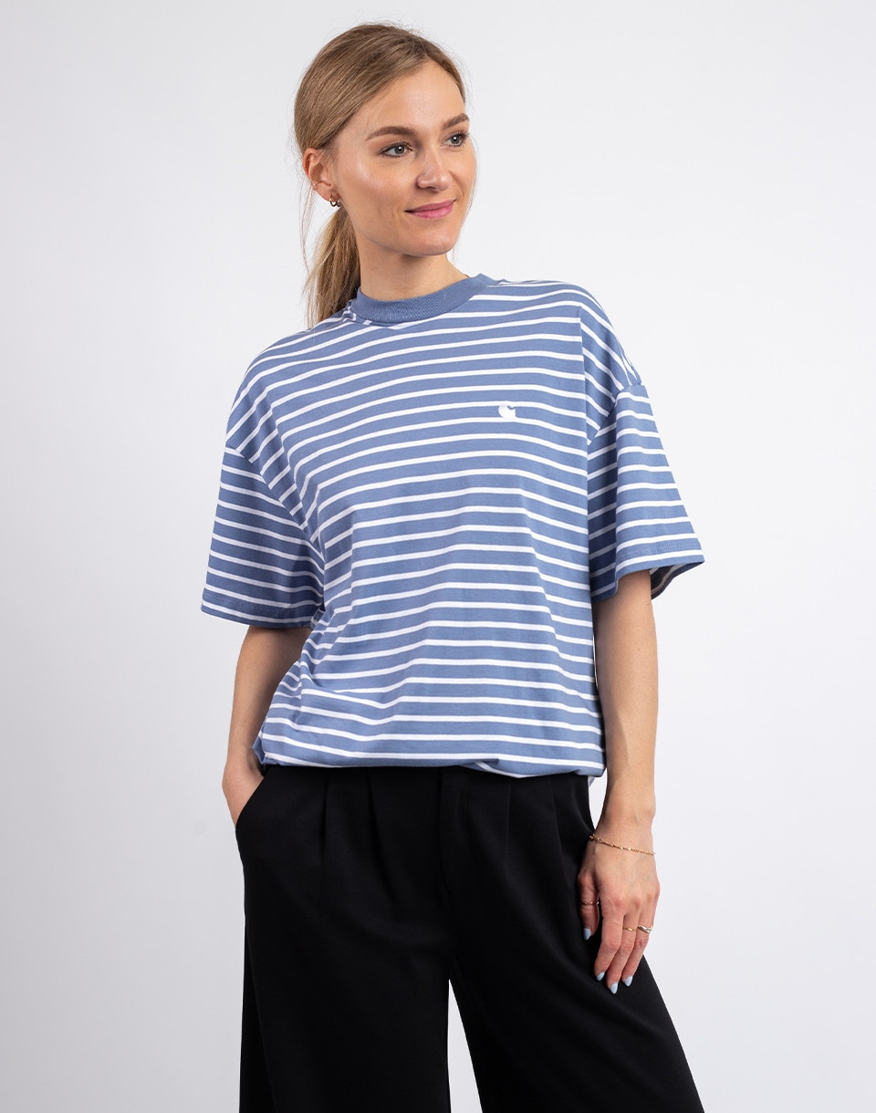 Carhartt WIP W' S/S Bryna T-Shirt Bryna Stripe, Charm Blue/White XS