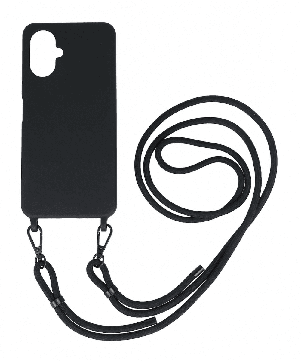 Kryt TopQ iPhone 16 černý se šňůrkou 125423