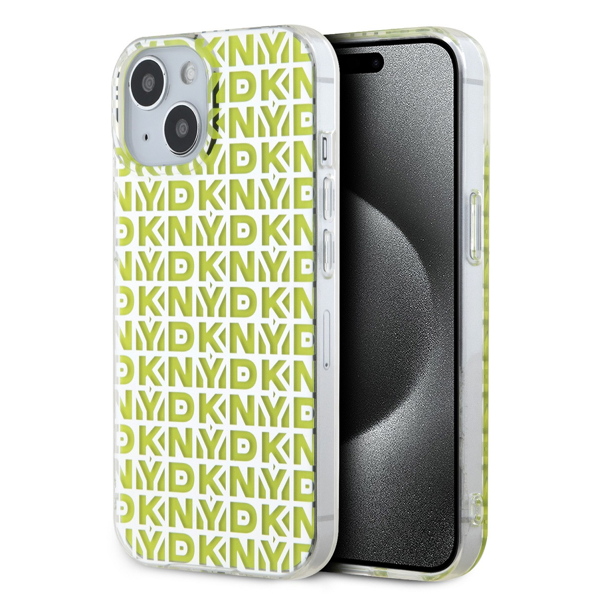 Zadní Kryt DKNY PC/TPU Repeat Pattern pro iPhone 15 Yellow