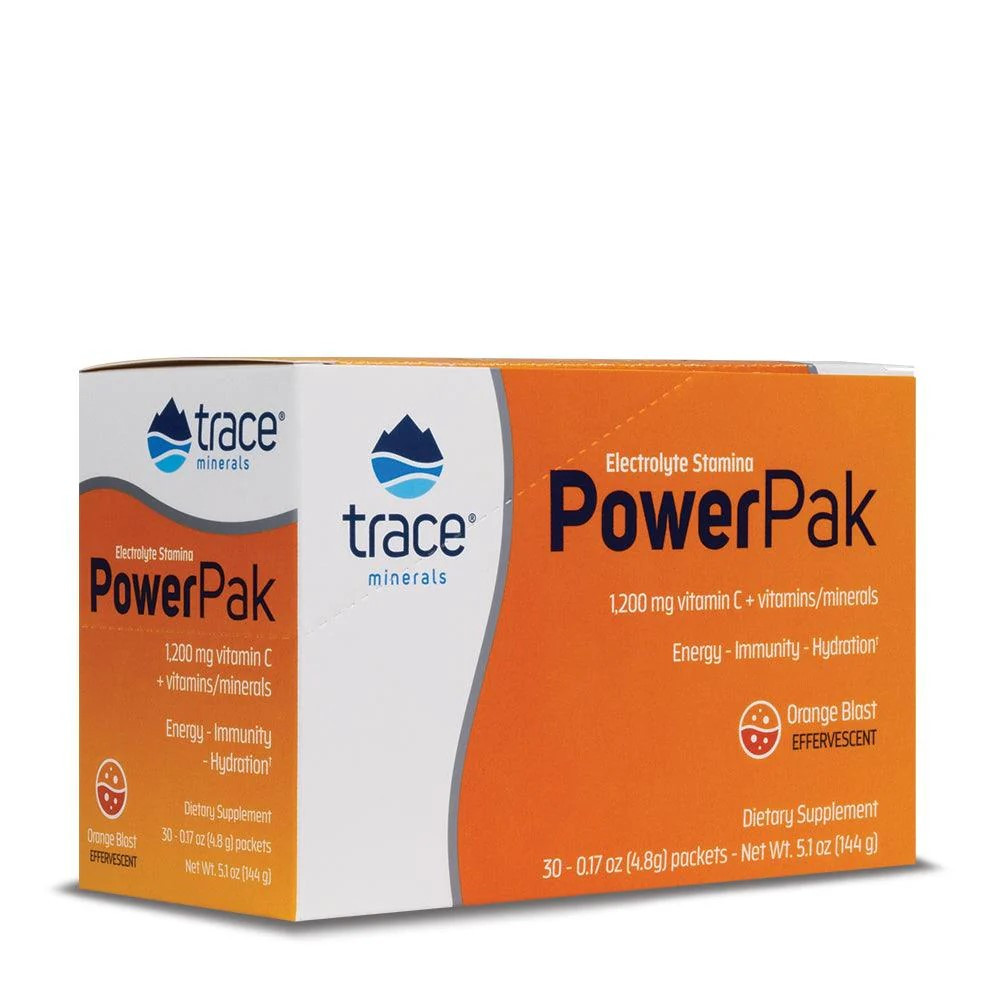 Trace Minerals Electrolyte Stamina Power Pak, vitamíny a minerály, pomerančová příchuť, 30 sáčků