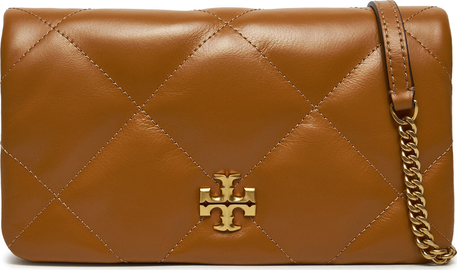 Kabelka Tory Burch Kira iamond Quilt Chain Wallet 158624 Hnědá