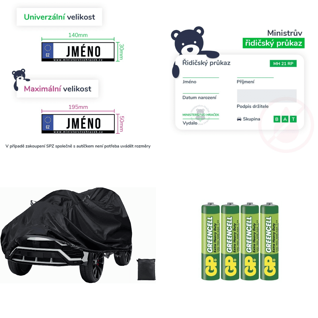 mamido Základní sada 4v1 pro elektrické autíčko velikost XL AAA SPZ