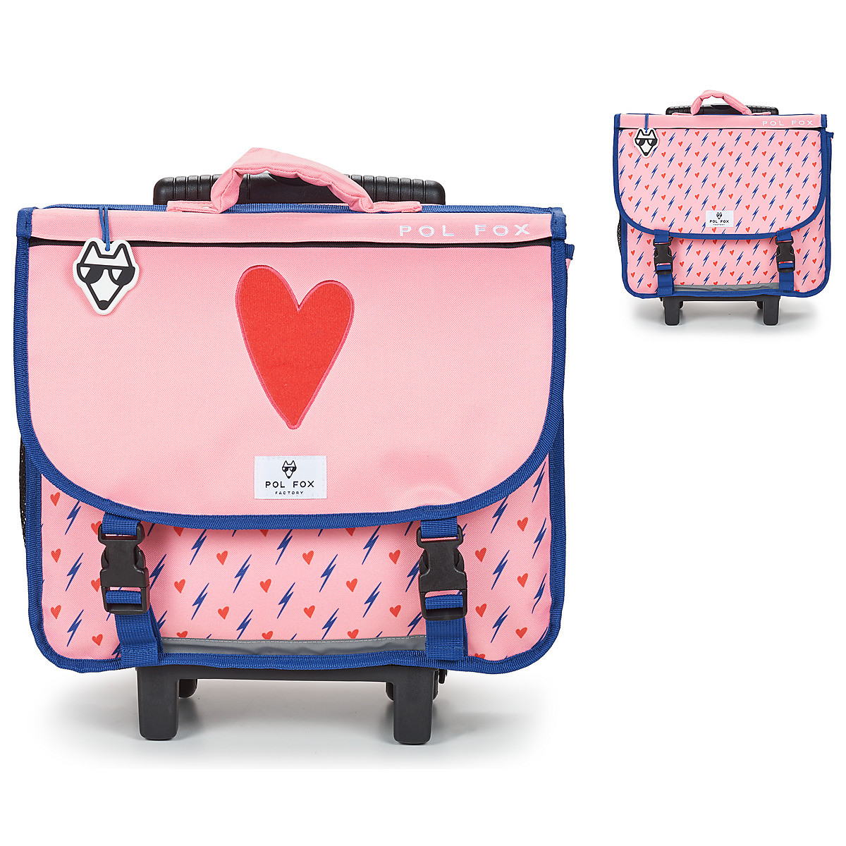 Pol Fox  CARTABLE 38 CM HEART A ROULETTES  Růžová