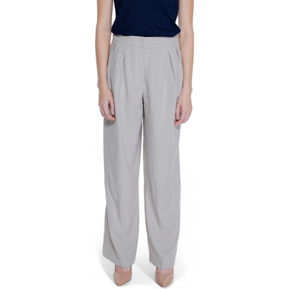 Vila  VISELMA BRIELLA HW PLEATED PANTS 14098206  Béžová