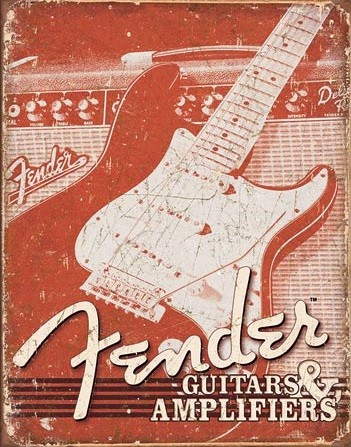 DESPERATE Plechová cedule Fender - Weathered G&A, 30x42 cm