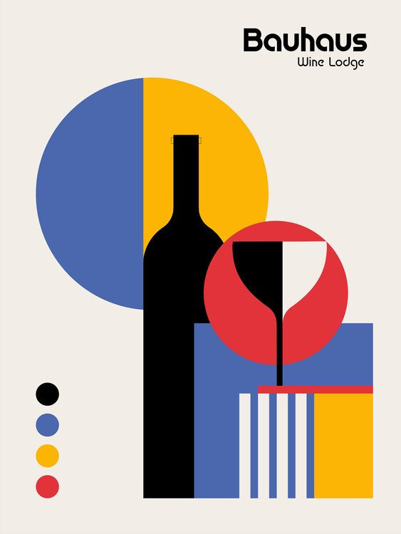 Retrodrome Ilustrace Bauhaus Wine Lodge, Retrodrome, 30x40 cm