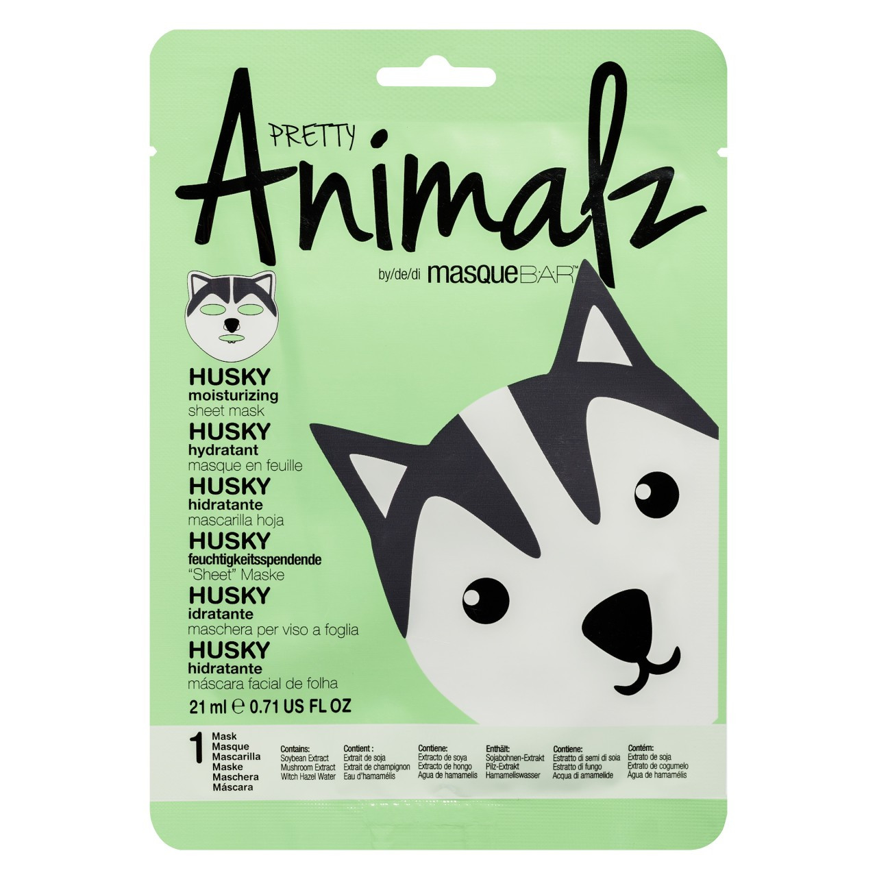 masqueBAR Animalz Husky Sheet Mask Maska Na Obličej 21 ml