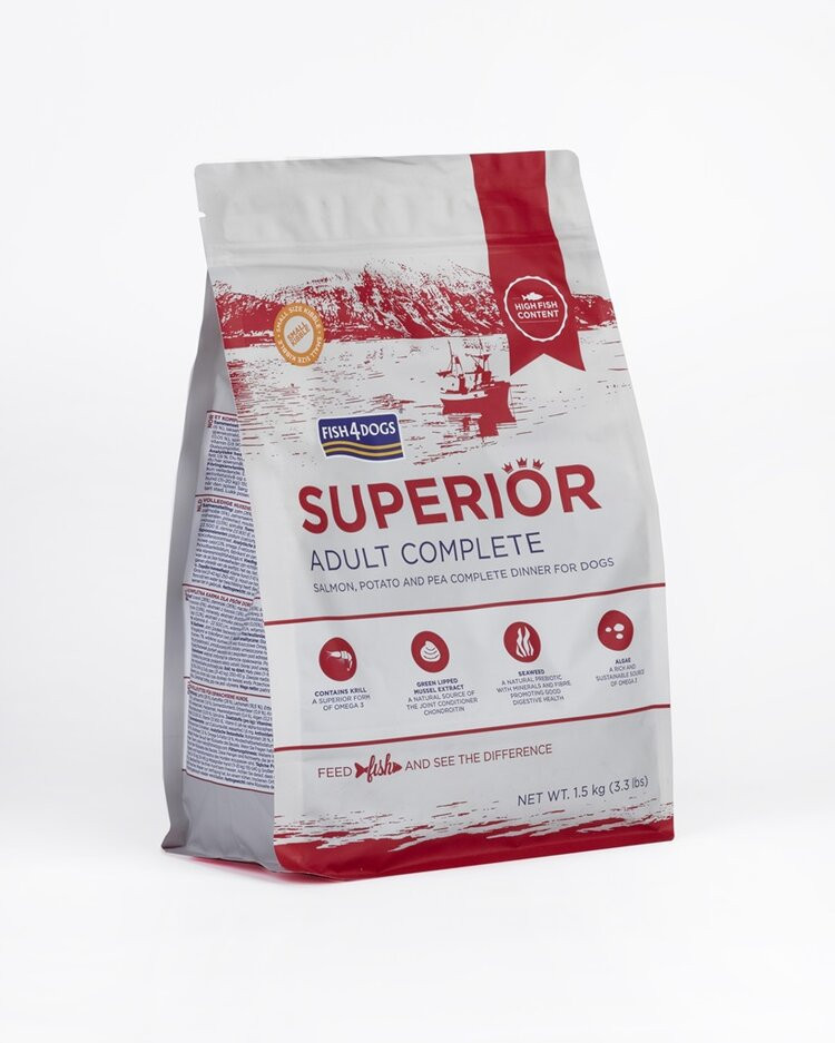 FISH4DOGS Granule malé pro dospělé psy Superior losos s bramborami 1,5 kg