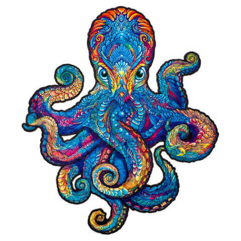 UNIDRAGON  Dřevěné puzzle magnetic octopus velikost M