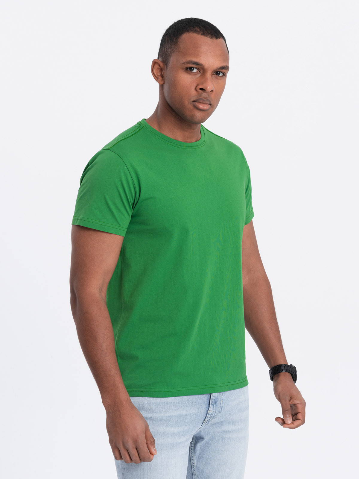 Ombre BASIC men's classic cotton T-shirt - green