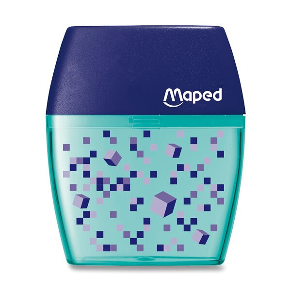 Ořezávátko MAPED Shaker Pixel Party s odpadní nádobkou, 2 otvory