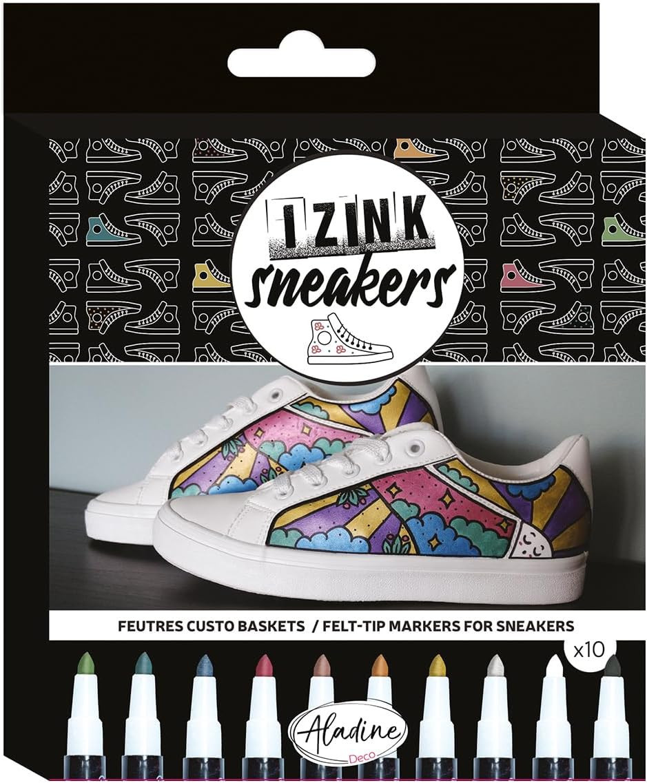 Aladine, 85534, Izink Sneakers, sada akrylových popisovačů k dekoraci tenisek, 10 ks