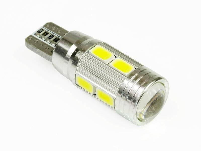 Interlook Auto LED žárovka W5W T10 10 SMD 5630 CAN BUS s čočkou