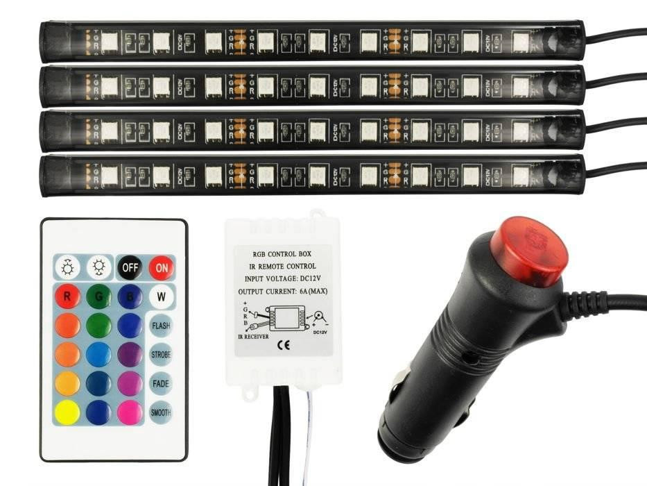 Interlook RGB LED osvětlení interiéru (kabiny) vozu s dálkovým ovládáním do zásuvky zapalovače