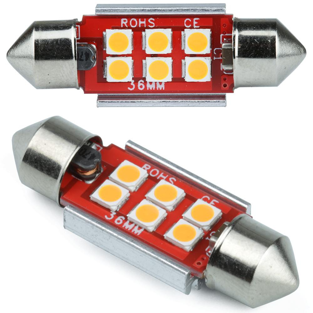 Interlook Auto LED žárovka C5W 6 SMD 3535 CAN BUS oranžová 36 mm