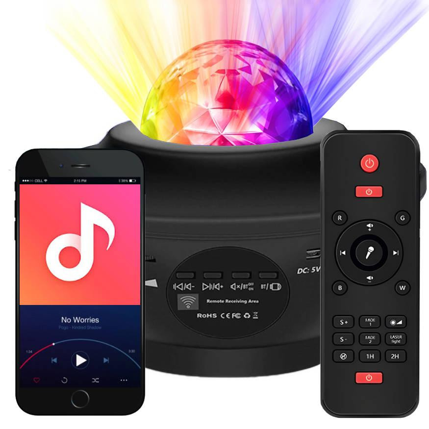 Interlook NL-03 | Rotační projektor hvězd, oblohy a oceánu Star LED | 21 unikátních režimů | Dálkový