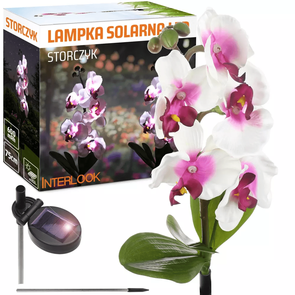 Interlook FLD-23-WP | Orchidej zahradní solární LED lampa | 75 cm, 600 mAh