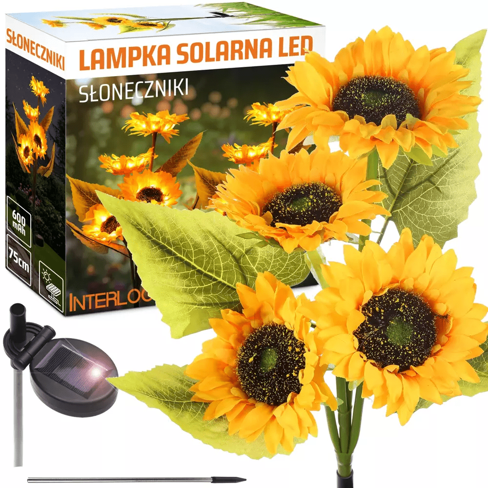 Interlook FLD-36-ŽLUTÁ | Zahradní solární lampa LED Sunflowers | 75 cm, 600 mAh