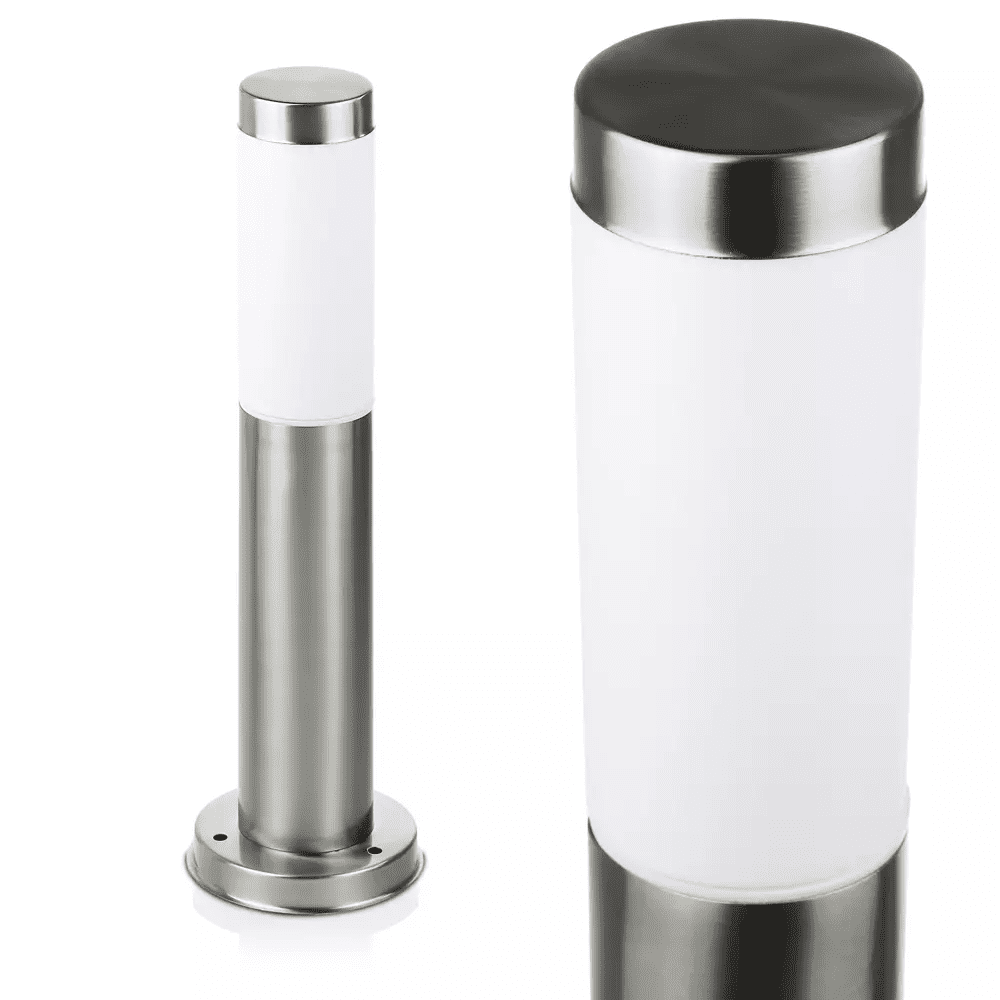 Interlook LLR-45CM | Stojací zahradní lampa, kulatý sloupek pro žárovku E27 | Napájení 230V, nerez | nerezová ocel, 45 cm