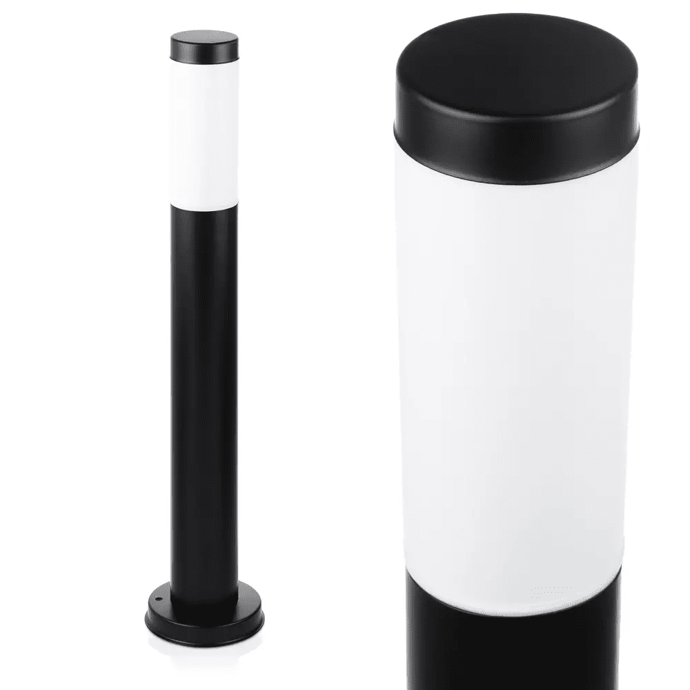 Interlook LLR-65CM | Stojací zahradní lampa, kulatý sloupek pro žárovku E27 | Napájení 230V, nerez | Matná černá, 65 cm