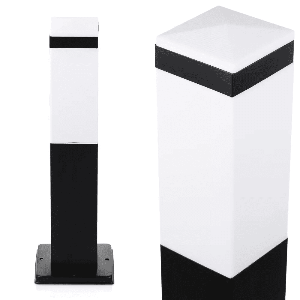 Interlook LLF-45CM | Stojací zahradní lampa, čtvercový sloupek pro žárovku E27 | Napájení 230V, nerez | Matná černá, 45 cm