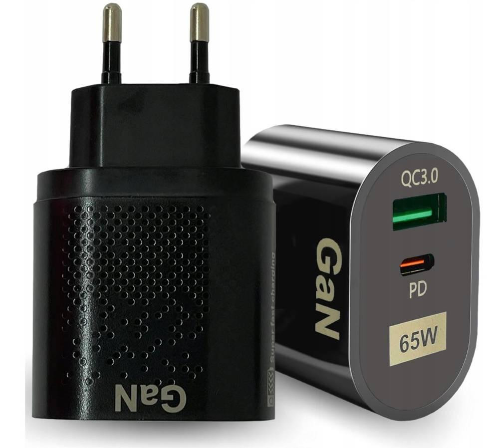 Interlook GAN | 65W rychlá nástěnná nabíječka s porty USB a PD 3.0 (USB-C).