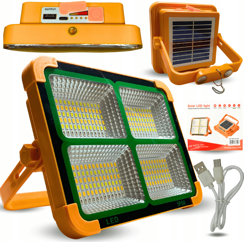 Interlook TGD-50W-ŽLUTÁ | Solární pracovní lampa | Funkce powerbanky | VEDENÝ