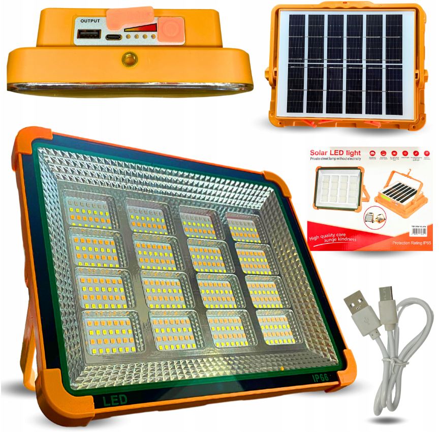 Interlook TGD-200W-ŽLUTÁ | Solární pracovní lampa | Funkce powerbanky | VEDENÝ