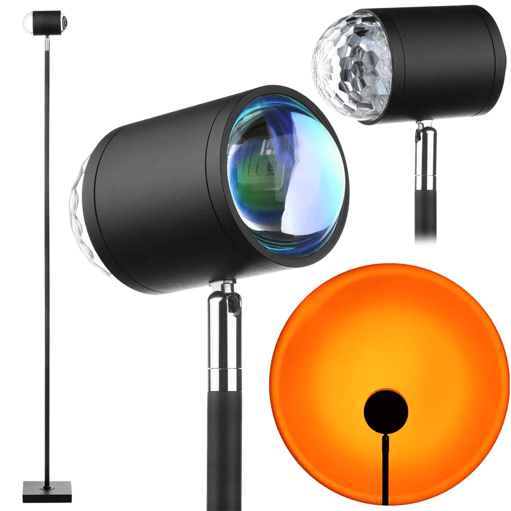 Interlook RB-C150-Černá | Stojací náladová lampa | Projektor západu slunce | Lampa s vyměnitelnými barevnými vložkami