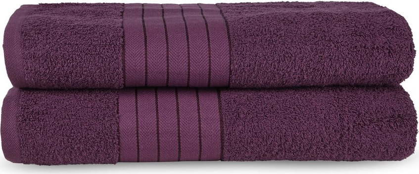 Vínové froté bavlněné osušky v sadě 2 ks 70x140 cm – Good Morning