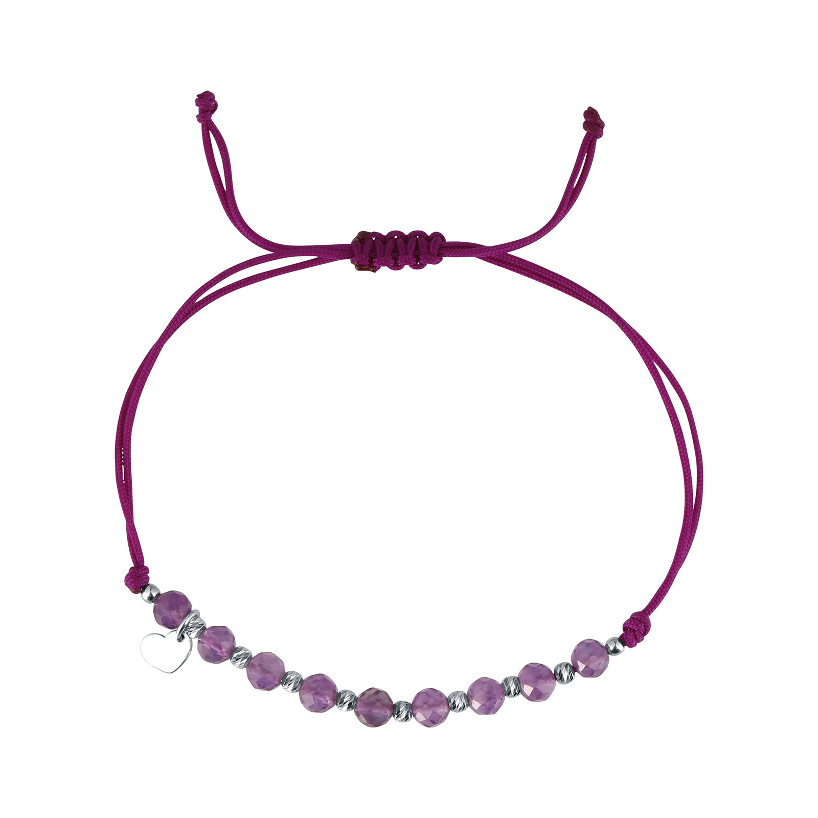 Evolution Group Textilní náramek fialový s korálky z amethystu 13059.3 amethyst